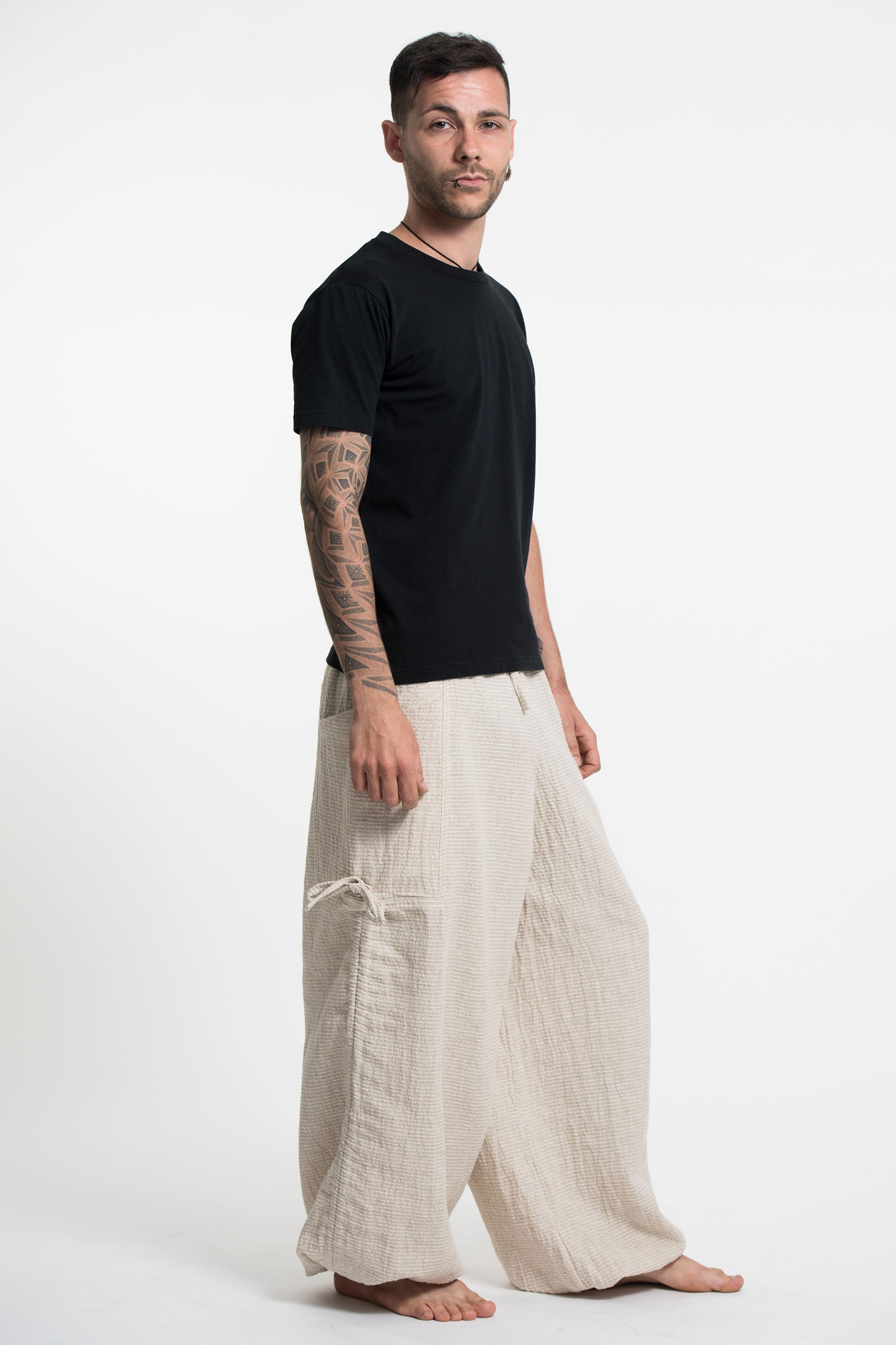 Men's Ribbed Hemp Cotton Linen Blend Pants in Natural