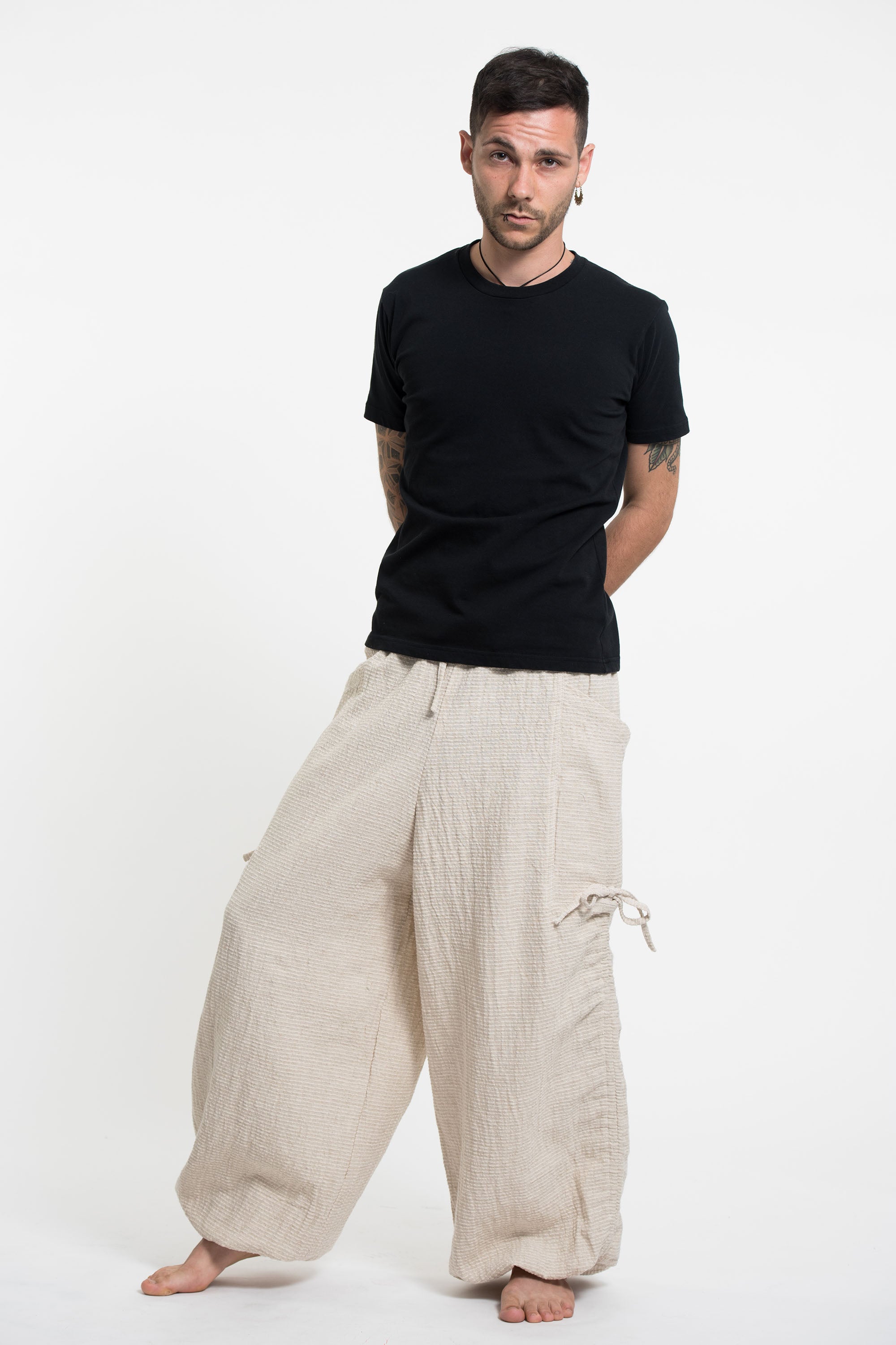 Men's Ribbed Hemp Cotton Linen Blend Pants in Natural