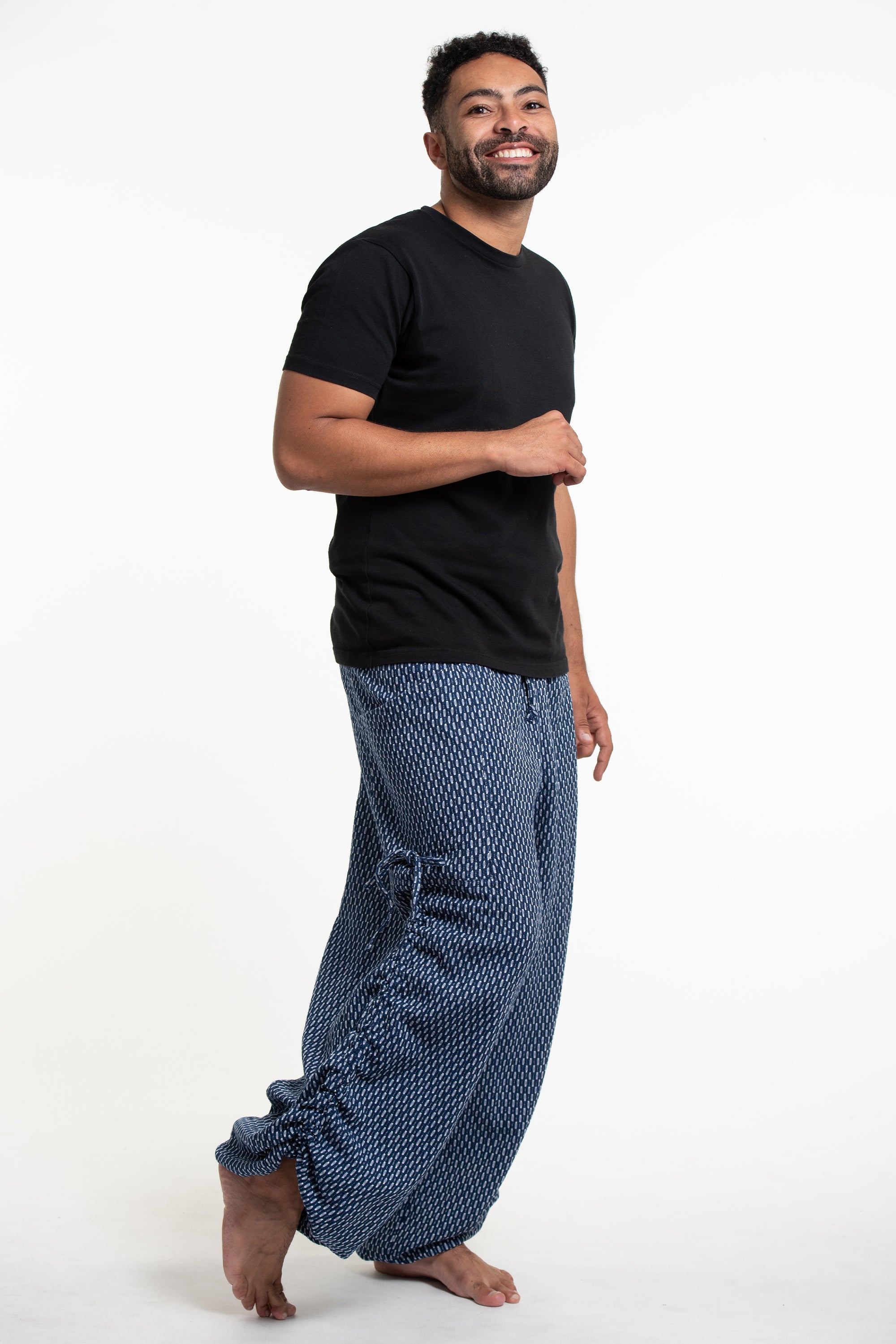 Men's Ribbed Cotton Pants in Navy
