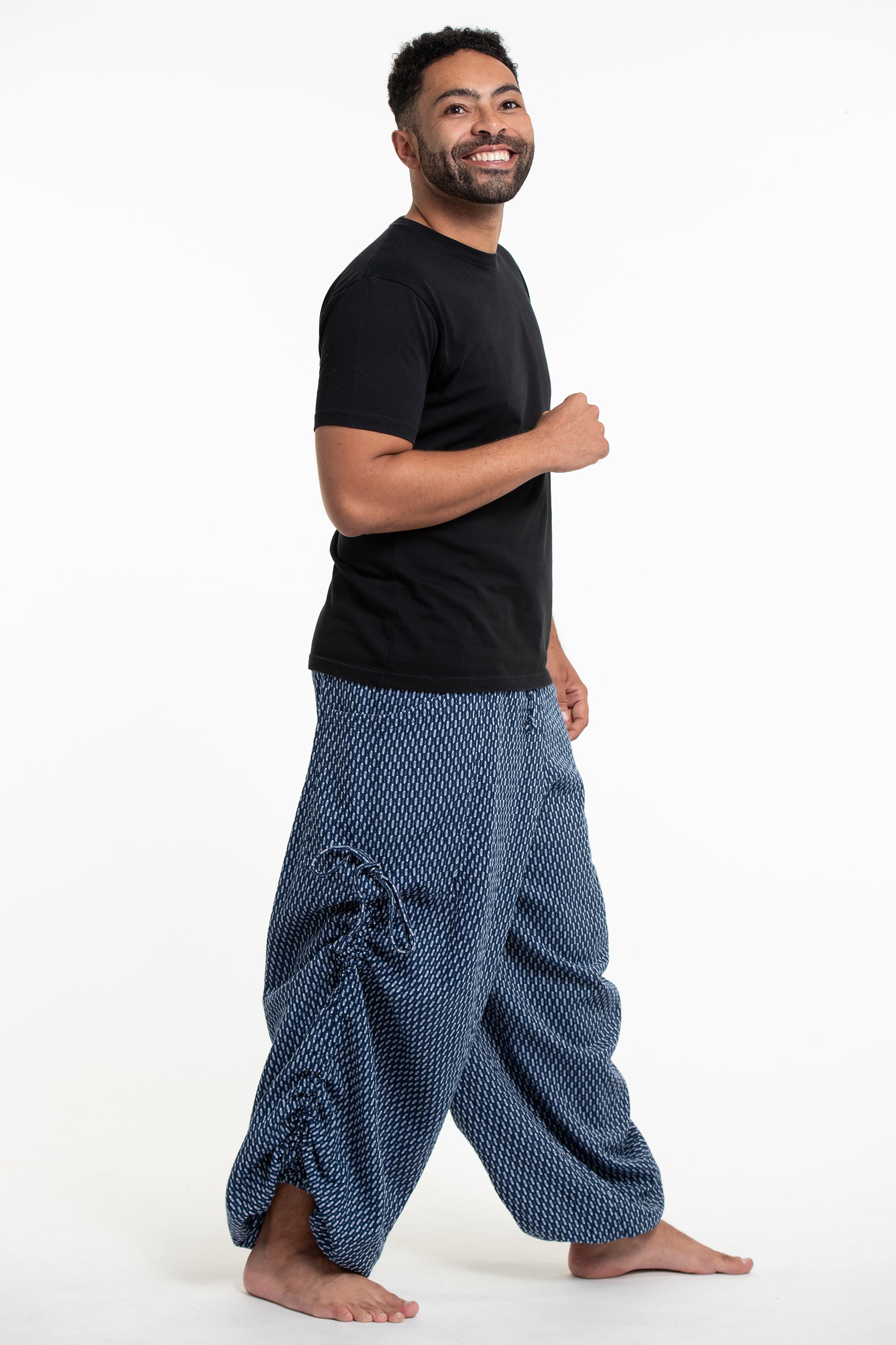 Men's Ribbed Cotton Pants in Navy