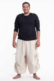 Plus Size Men's Ribbed Hemp Cotton Linen Blend Pants in Natural