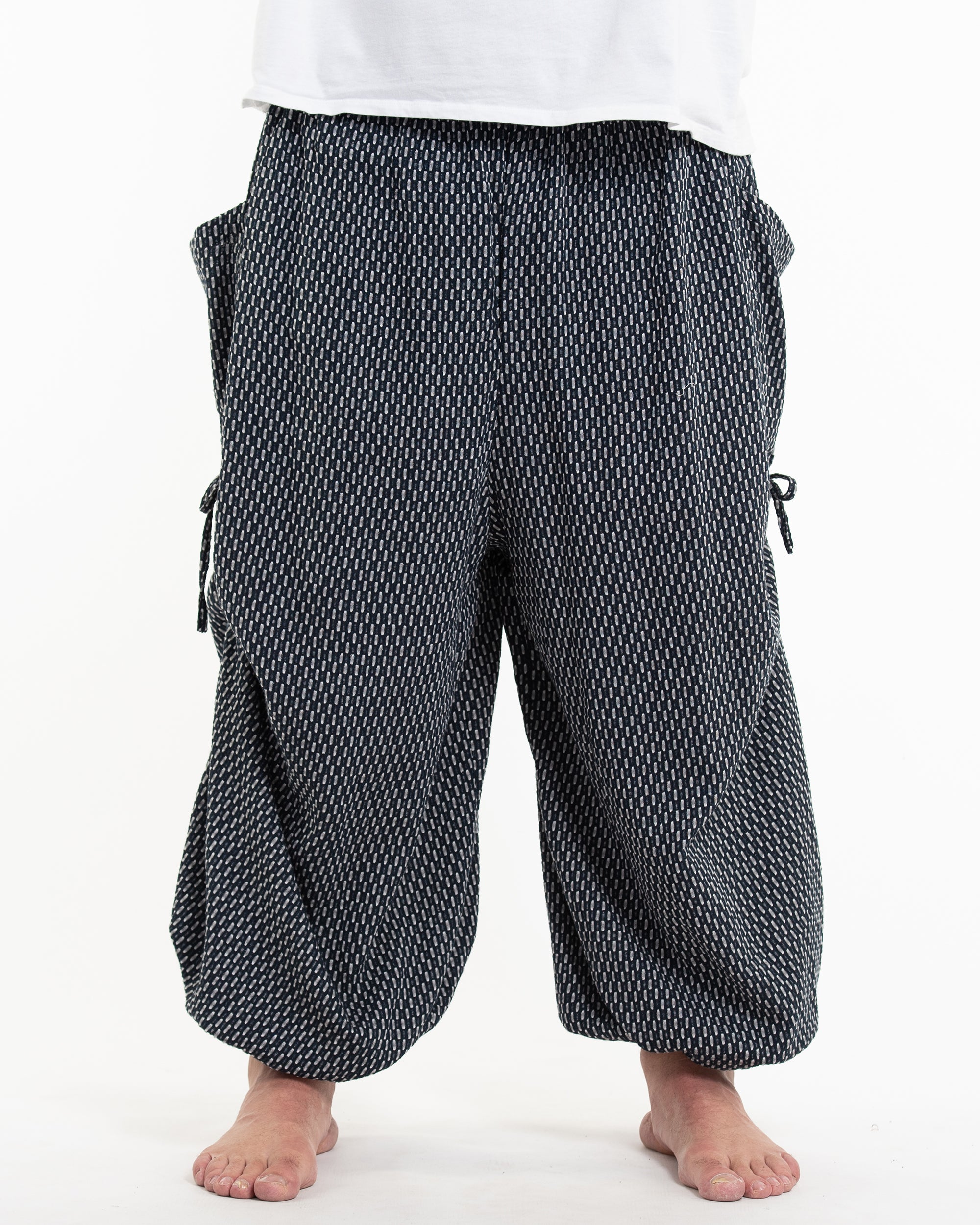 Plus Size Men's Ribbed Cotton Pants in Black