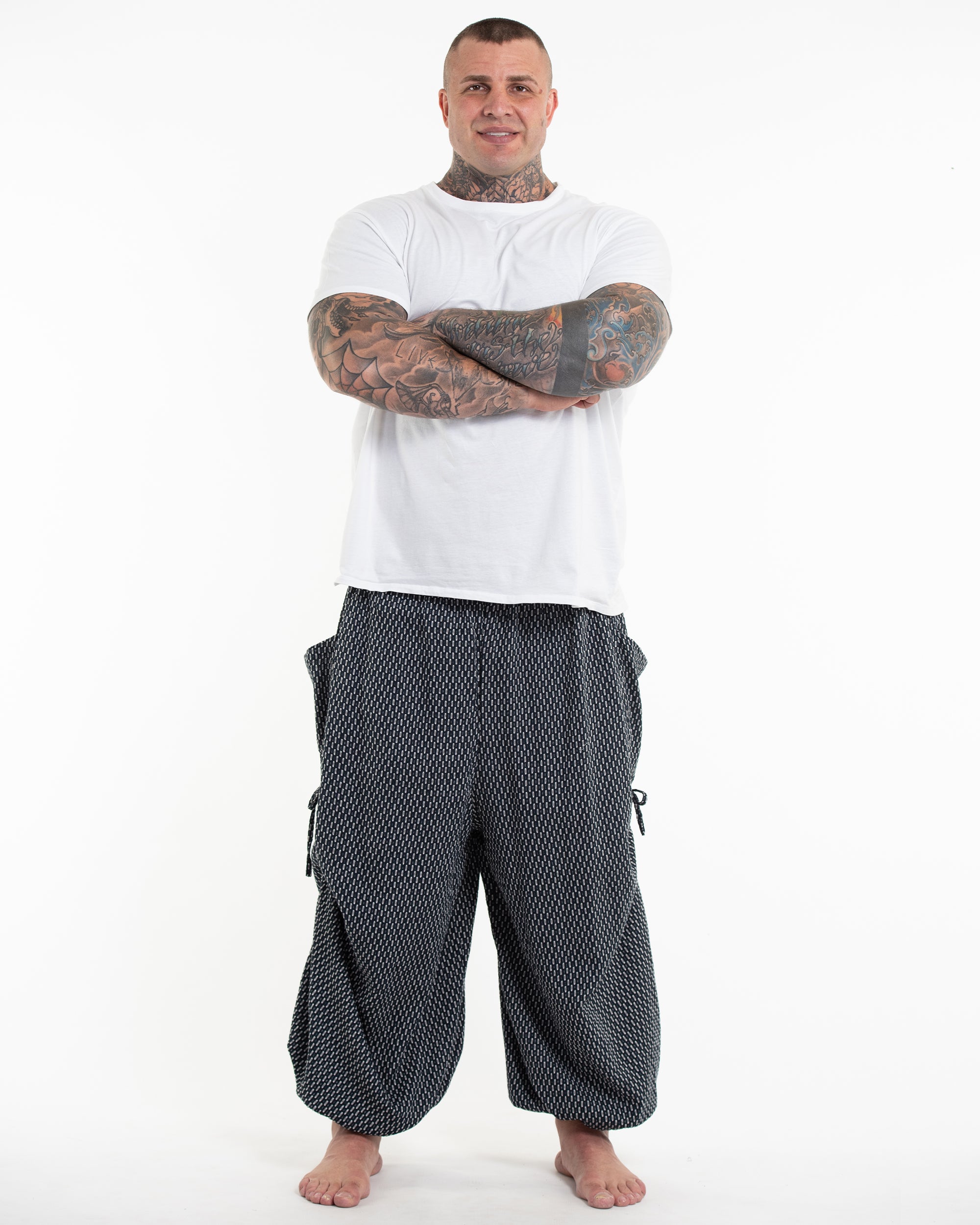 Plus Size Men's Ribbed Cotton Pants in Black