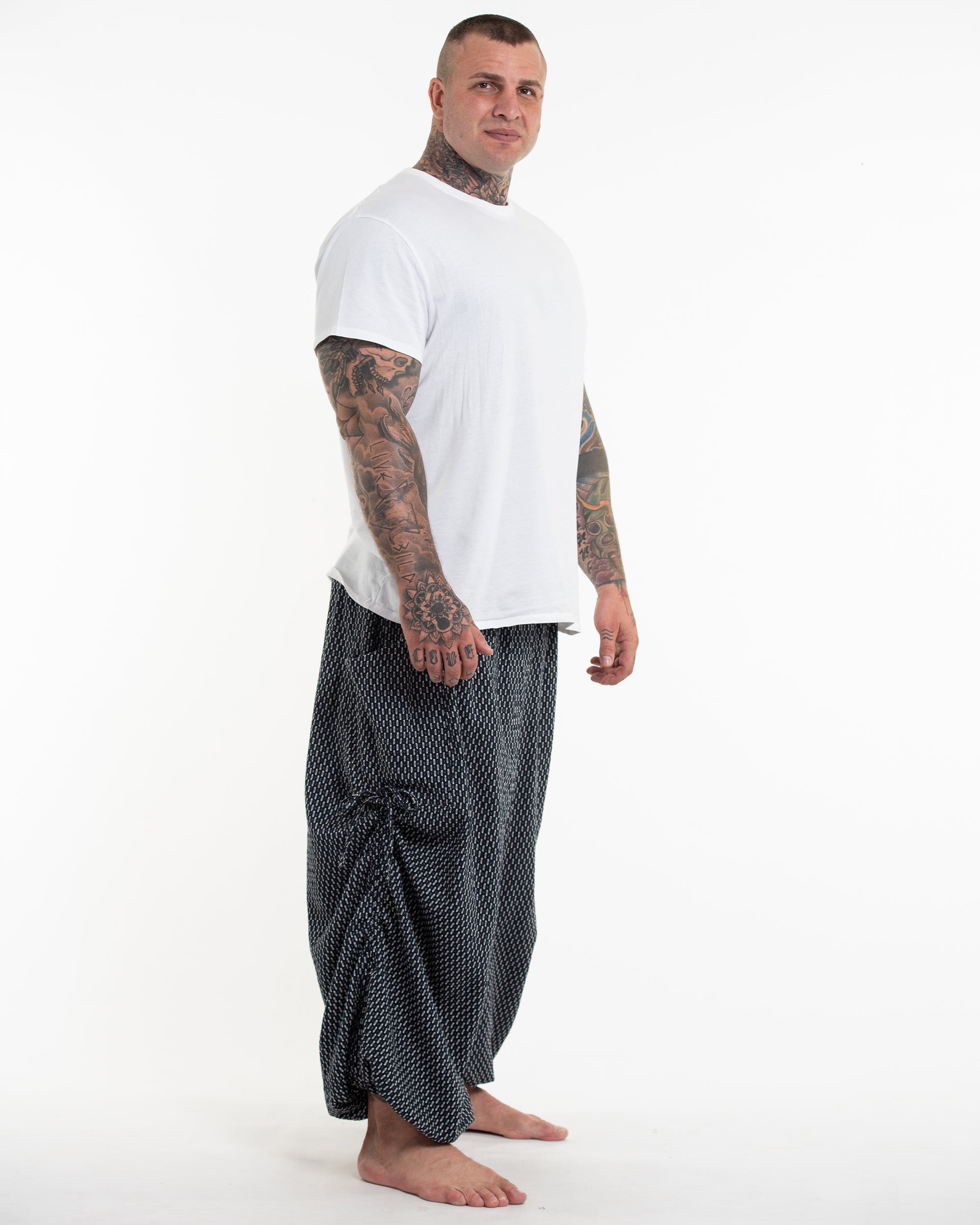 Plus Size Men's Ribbed Cotton Pants in Black