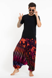 Soft Flex Mens Tie Dye Low Cut Harem Pants in in Purple