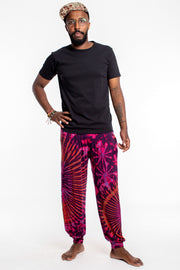 Soft Flex Mens Tie Dye Harem Pants in Magenta