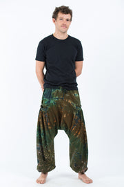 Tie Dye Cotton Men Harem Pants in Olive