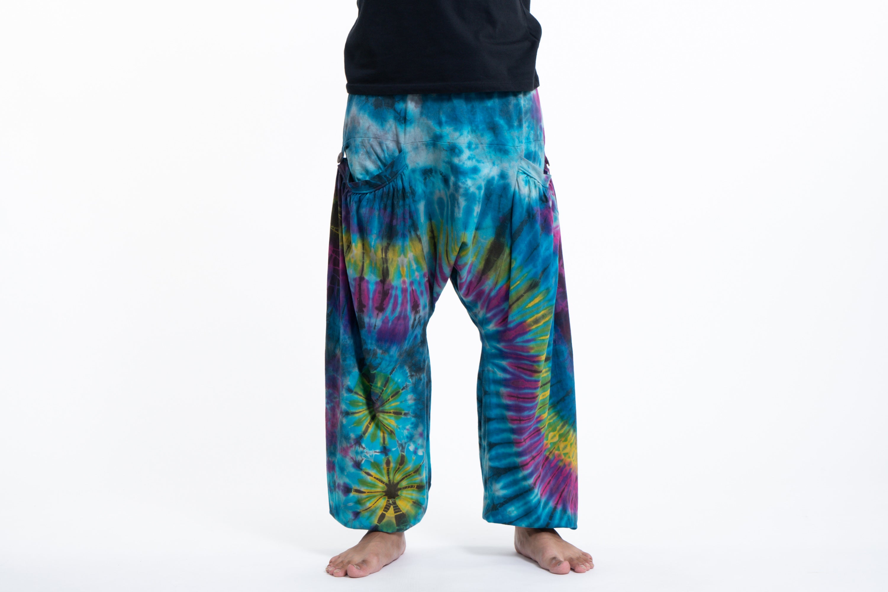 Tie Dye Cotton Men Harem Pants in Sky Blue