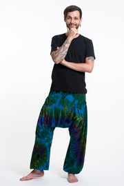 Tie Dye Cotton Men Harem Pants in Turquoise