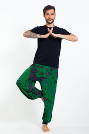 Soft Flex Mens Tie Dye Harem Pants in Green Purple