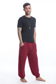 Soft Flex Mens Harem Pants in Solid Red