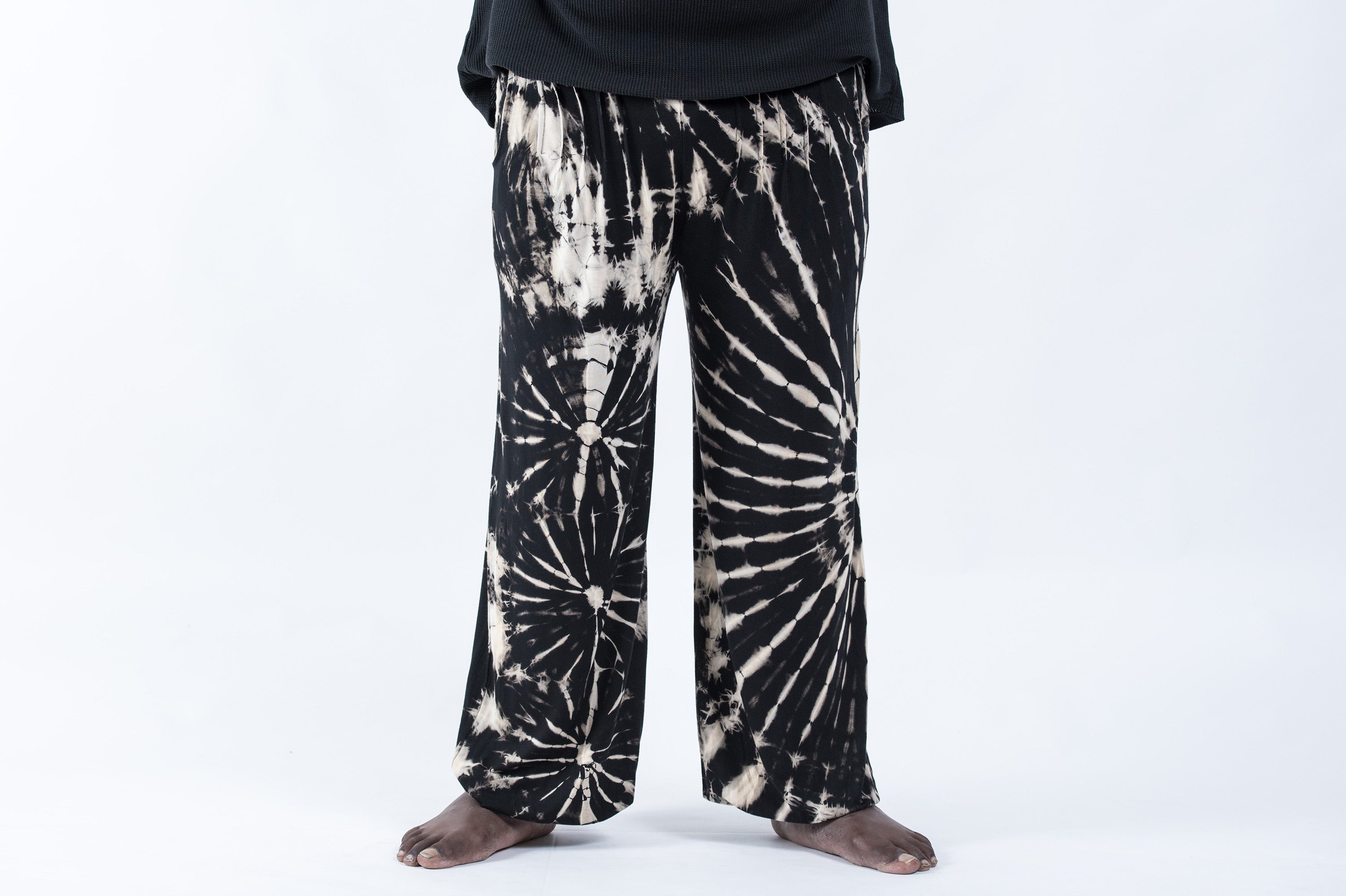 Plus Size Soft Flex Mens Tie Dye Harem Pants in Black and White