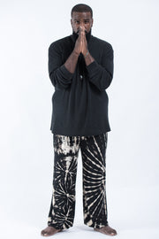 Plus Size Soft Flex Mens Tie Dye Harem Pants in Black and White