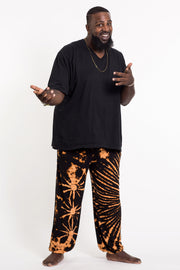 Plus Size Soft Flex Mens Tie Dye Harem Pants in Orange Black