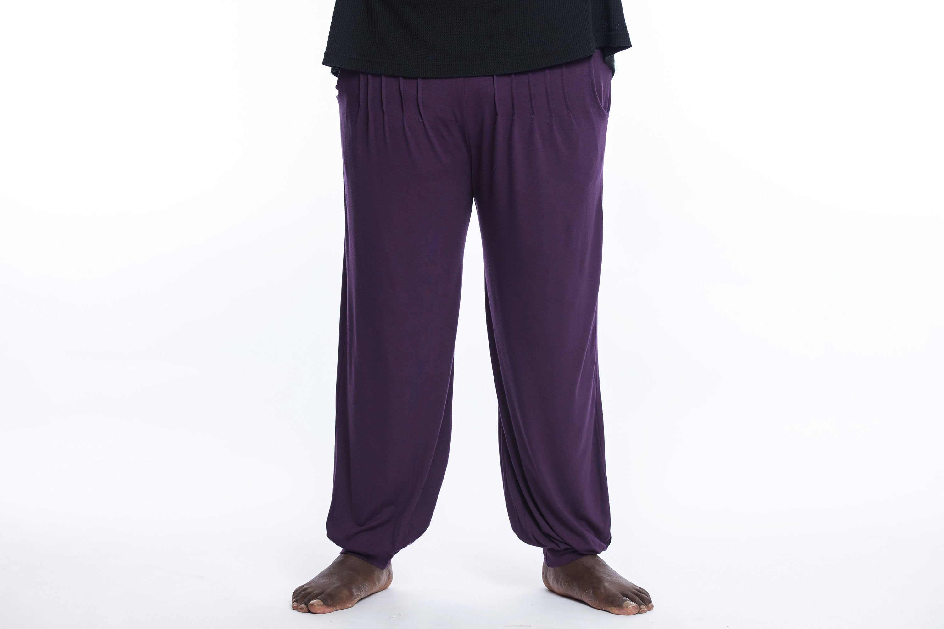 Plus Size Soft Flex Mens Harem Pants in Solid Purple