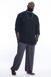 Plus Size Soft Flex Mens Harem Pants in Solid Gray