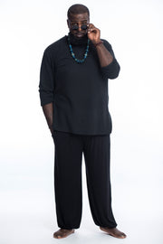 Plus Size Soft Flex Mens Harem Pants in Solid Black