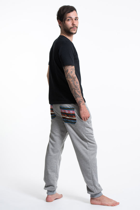 Men's Terry Pants with Aztec Pockets in Gray (Size S - XL )