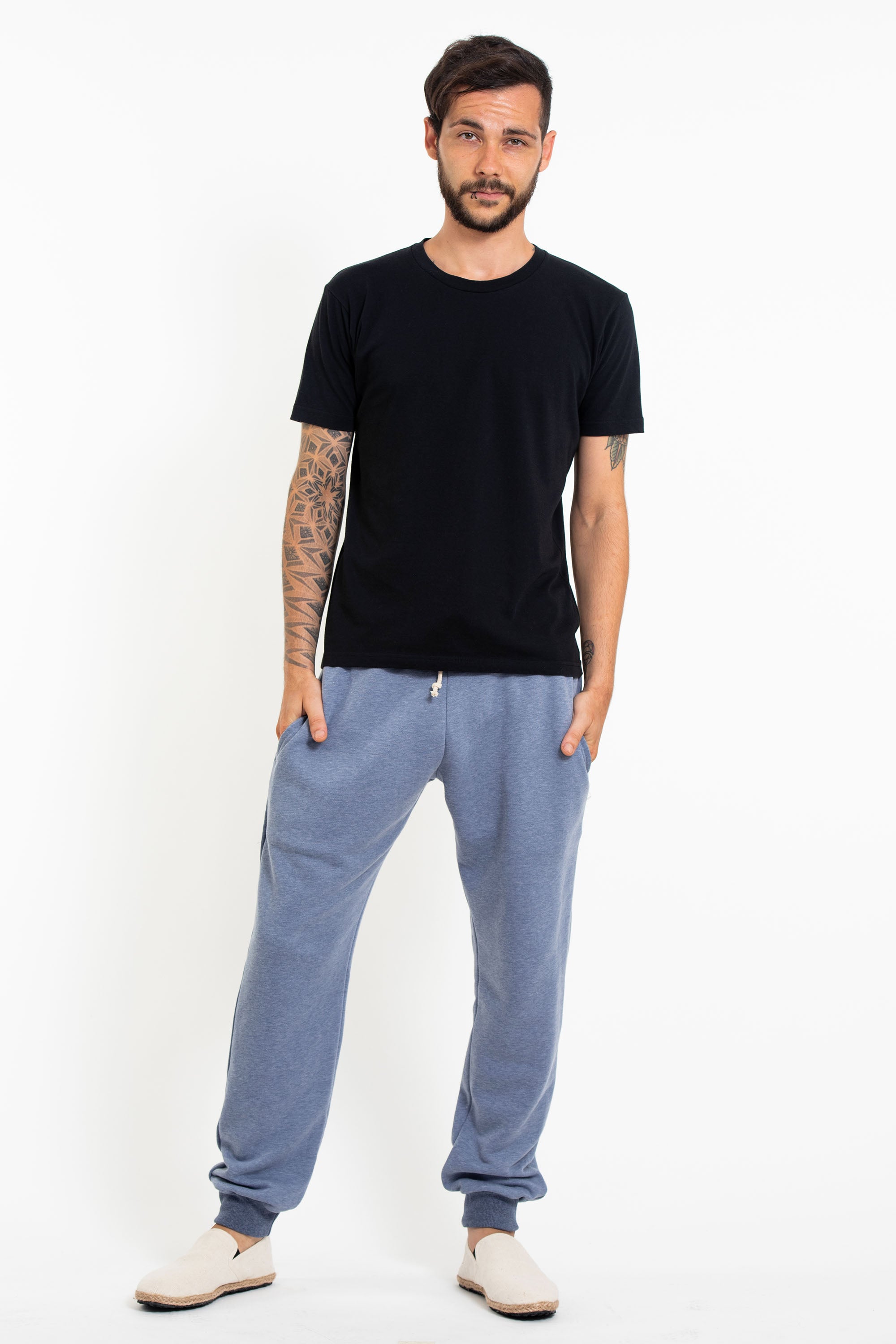 Men's Terry Pants with Aztec Pockets in Light Blue (Size S - XL )