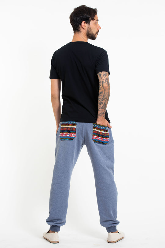 Men's Terry Pants with Aztec Pockets in Light Blue (Size S - XL )