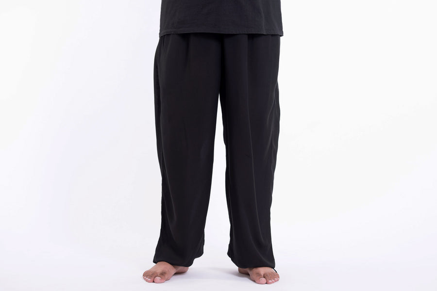 Plus Size Solid Color Drawstring Men's Yoga Massage Pants in Black