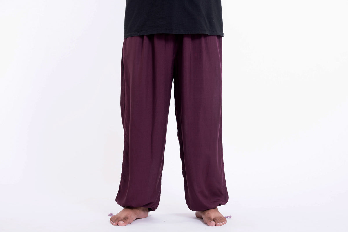 Plus Size Solid Color Drawstring Men's Yoga Pants in Dark Purple ...
