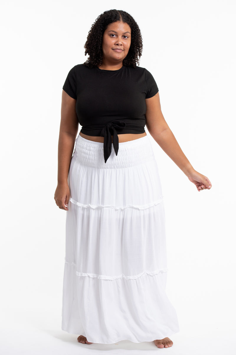Plus Size Solid Color Maxi Skirt in White – Harem Pants