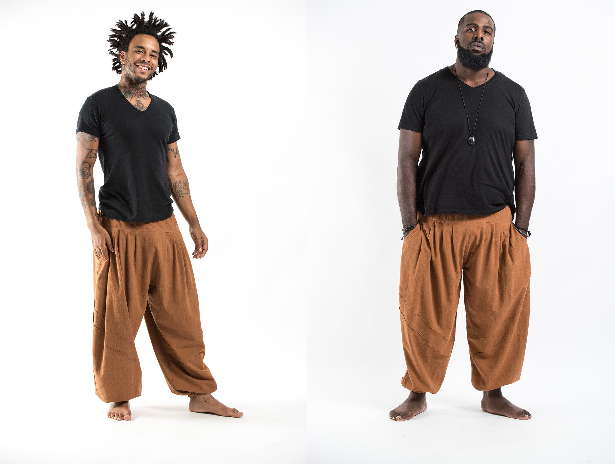 Genie Men's Cotton Harem Pants in Brown