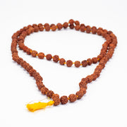 Tibetan Rudraksha Mala in Amber