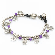 Violet Bead And Charm Double Strand Bracelets