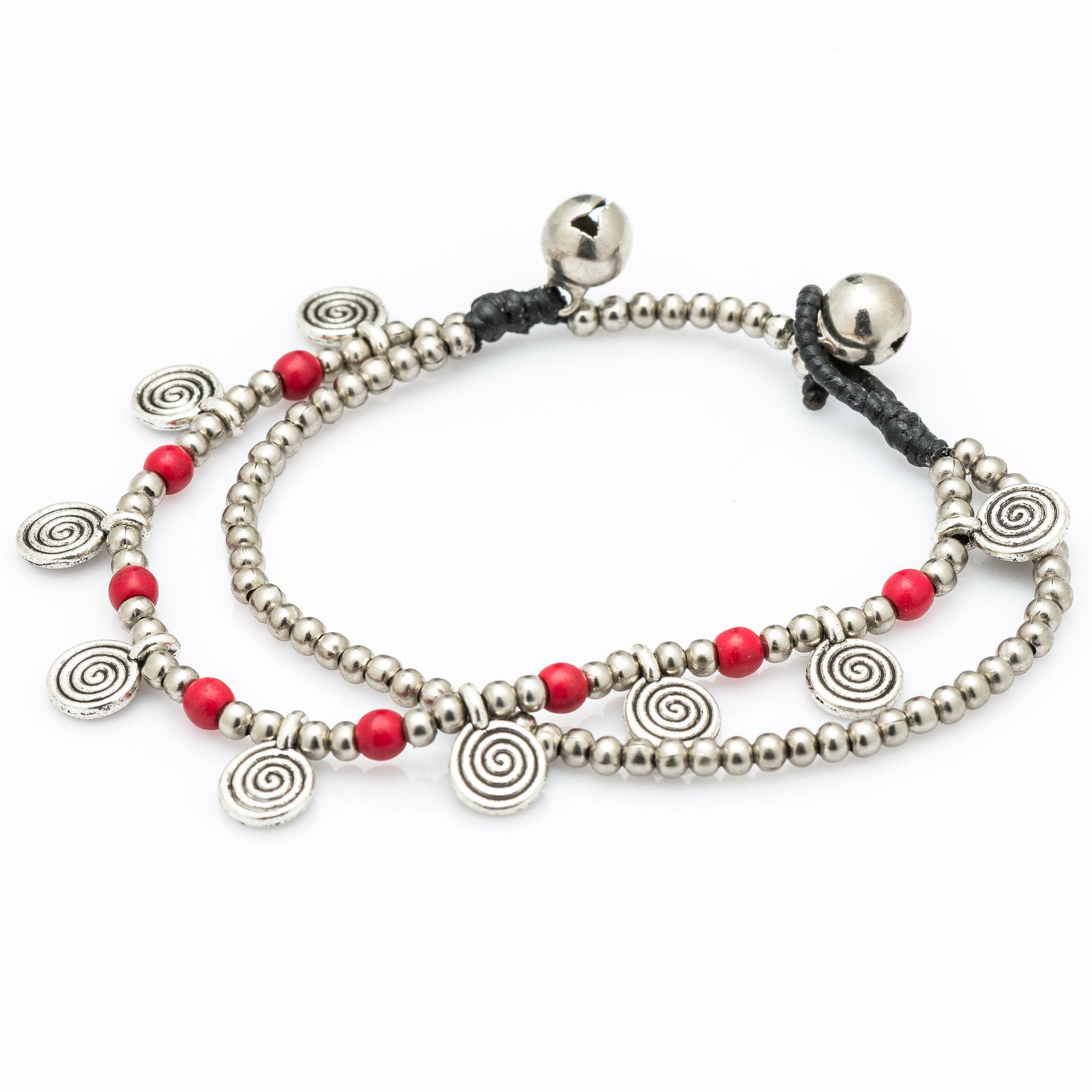 Red Bead And Charm Double Strand Bracelets