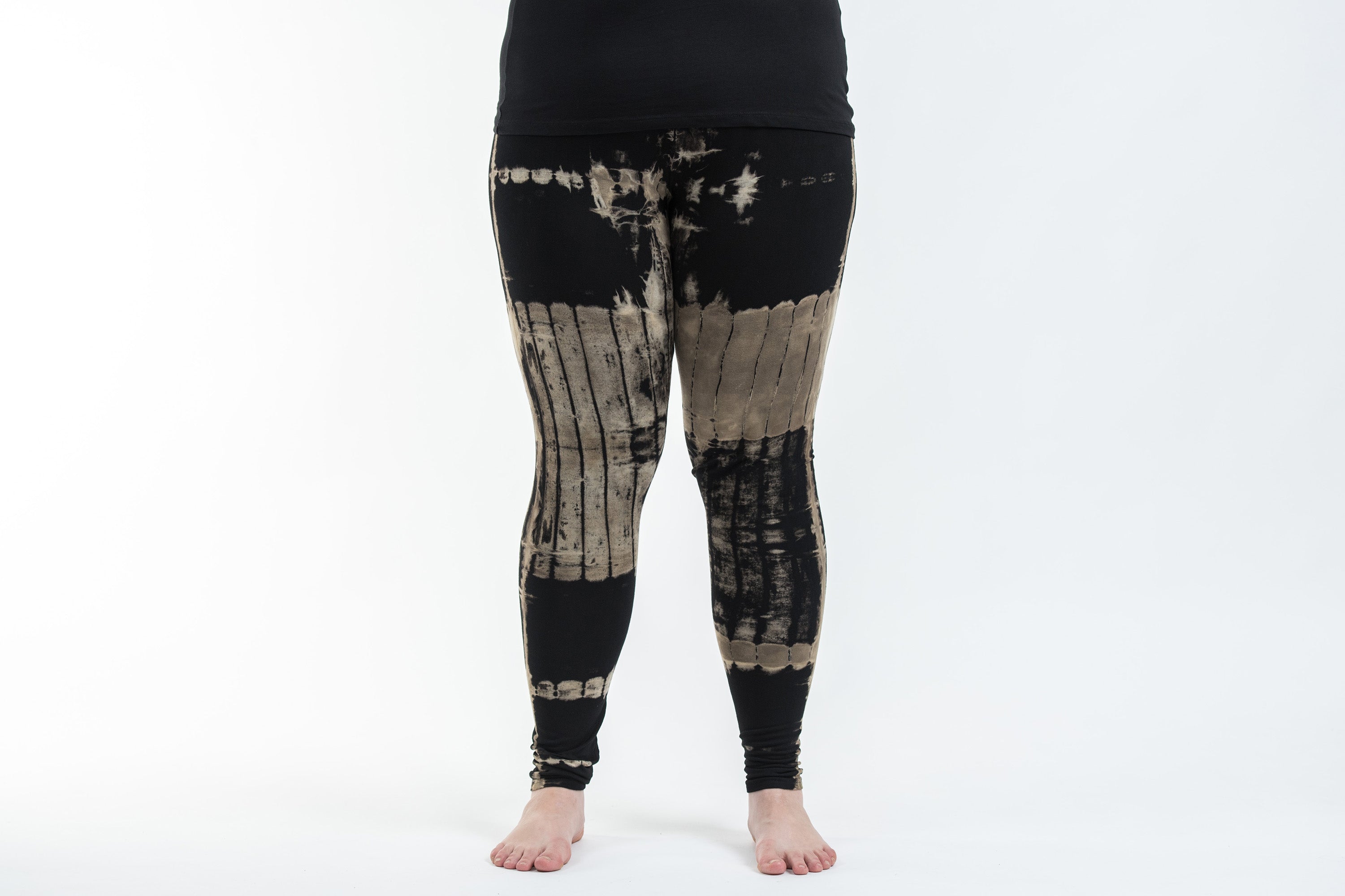Plus Size Patch Dye Tie Dye Cotton Leggings in Black White – Harem Pants