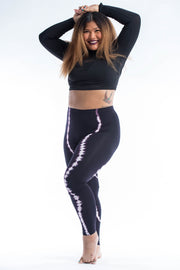 Plus Size Black Tie Dye Cotton Leggings in Electra Pink