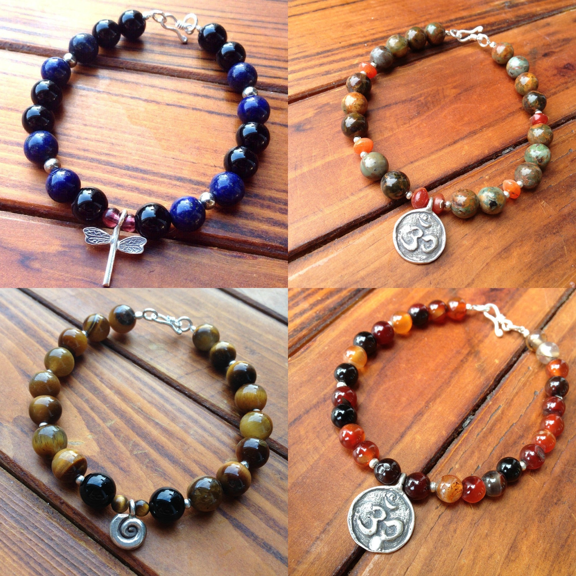 Hand Made Tibetan Yin Yang Mala Bracelet With Black Lava Beads