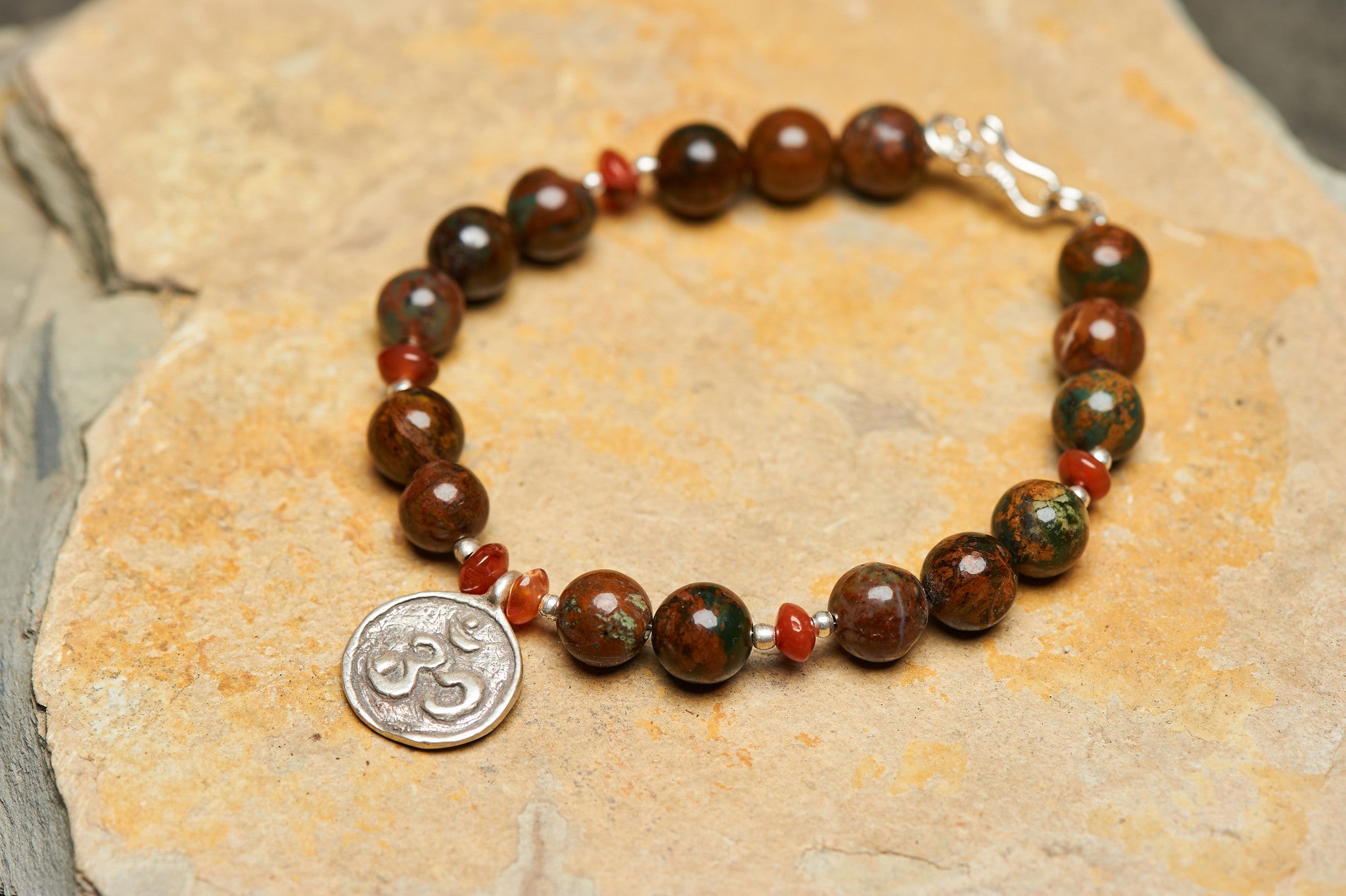 Hand Made Tibetan Om Mala With Jasper Beads Bracelet