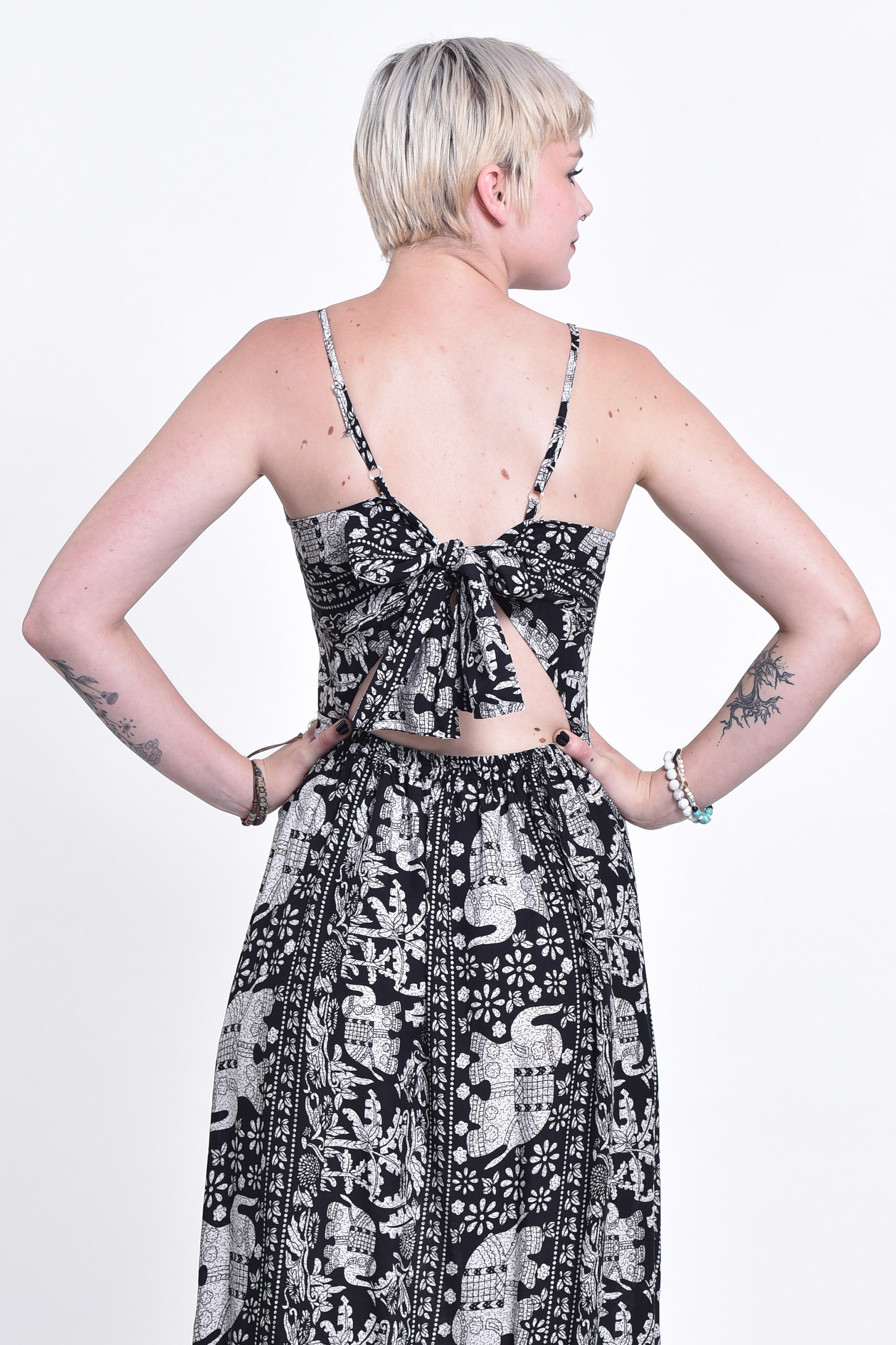 Elephant Orchard Tie Back Maxi Dress in Black
