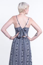 Elephant Paisley Tie Back Maxi Dress in Navy