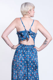 Petit Elephant Tie Back Maxi Dress in Blue