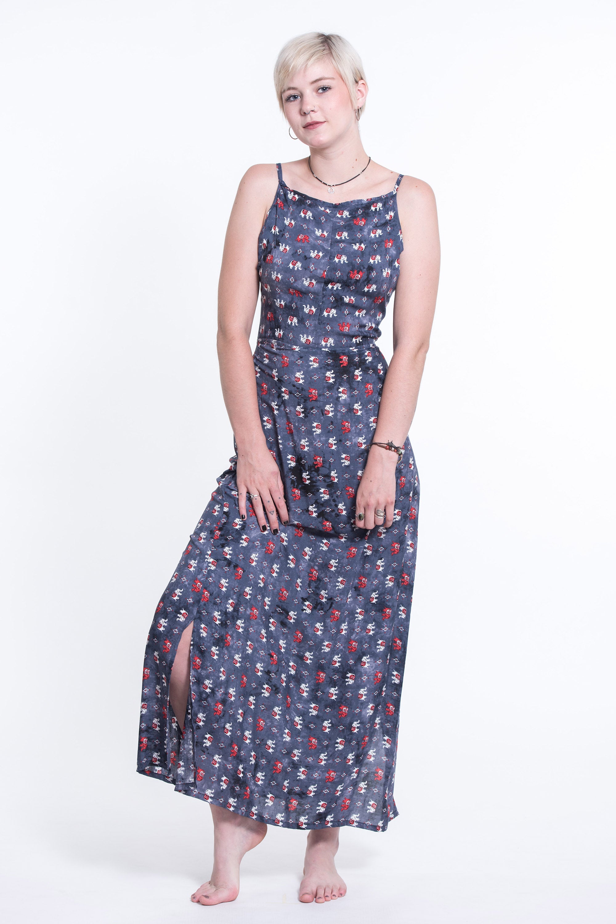 Petit Elephant Tie Back Maxi Dress in Black