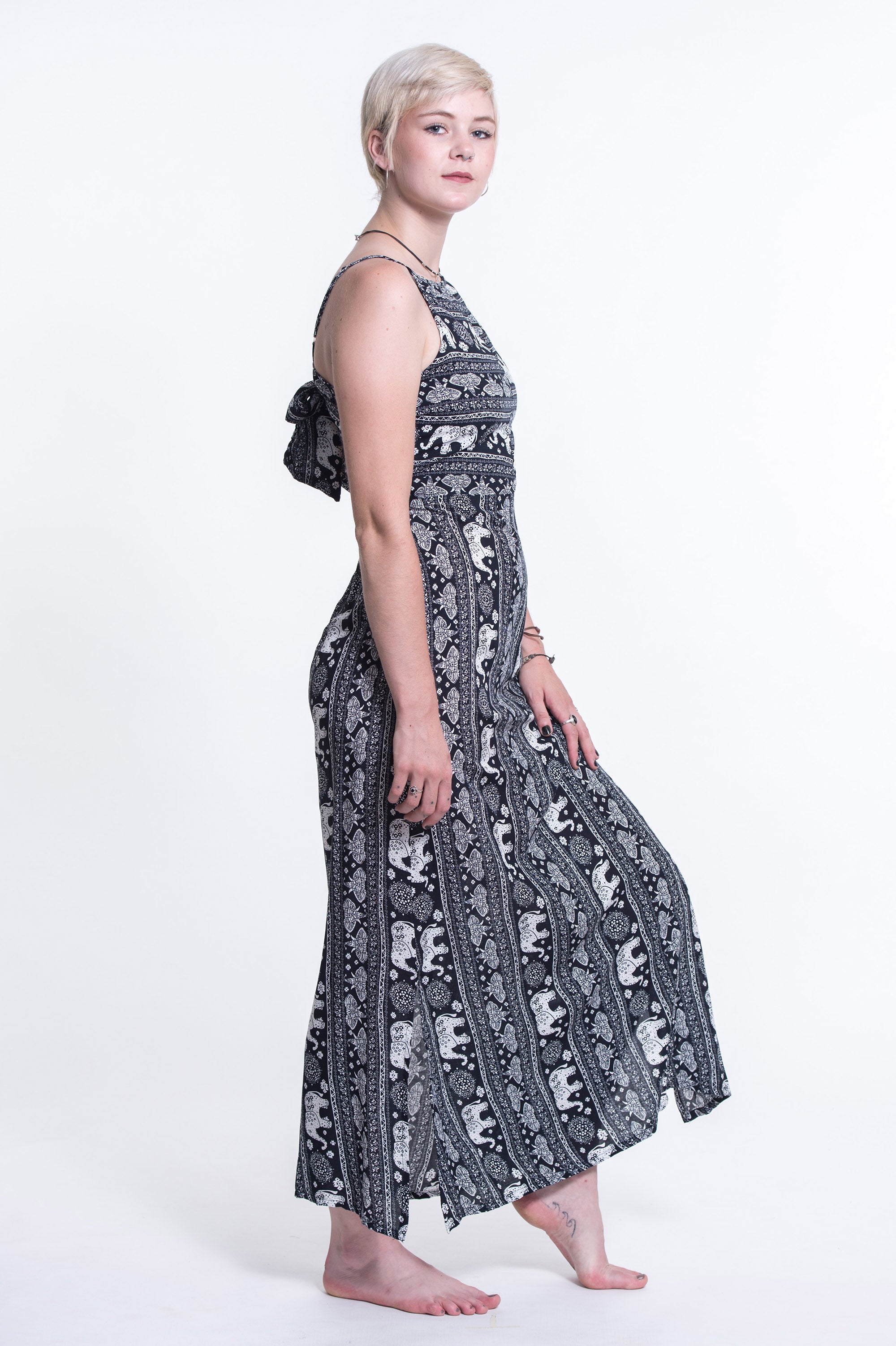 Wild Elephant Tie Back Maxi Dress in Navy