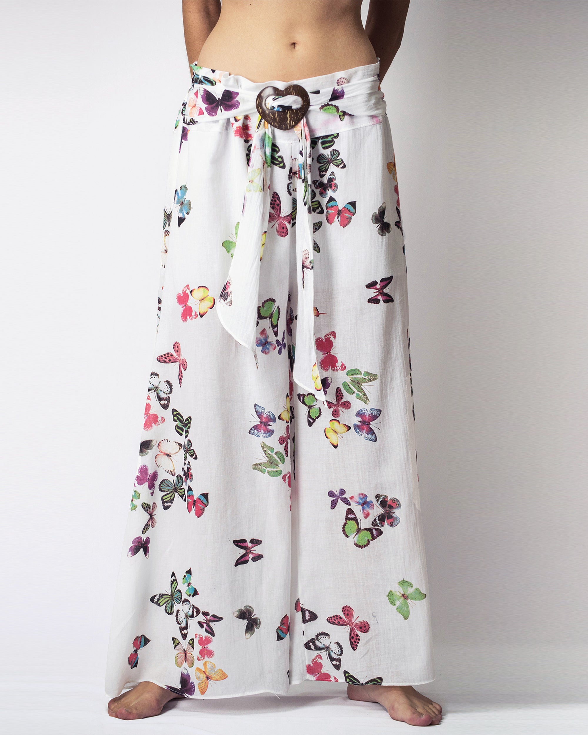 Women's Thai Harem Palazzo Pants in Butterflies Pink