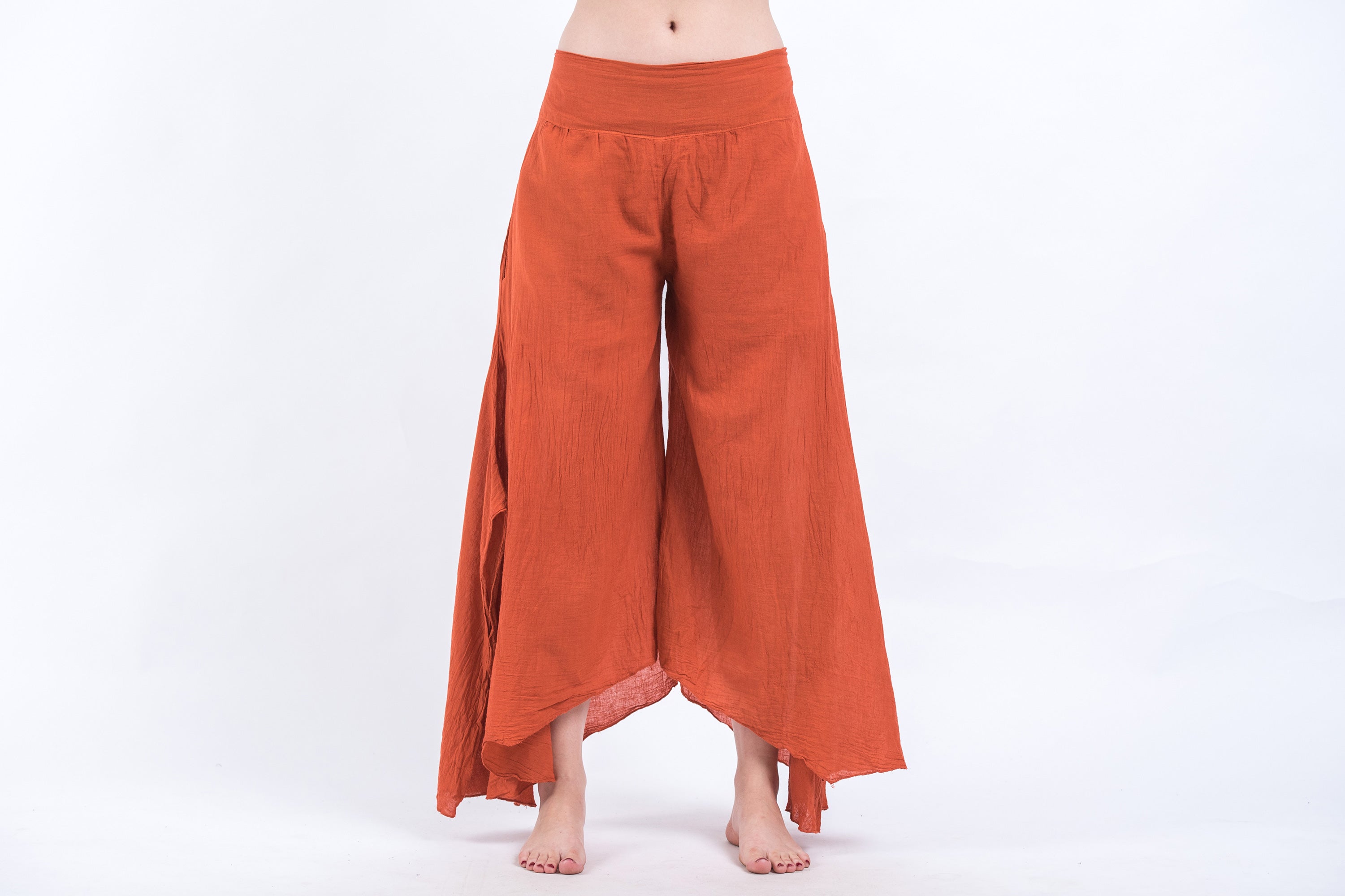 Women's Cotton Tinkerbell Palazzo Pants in Brick Orange