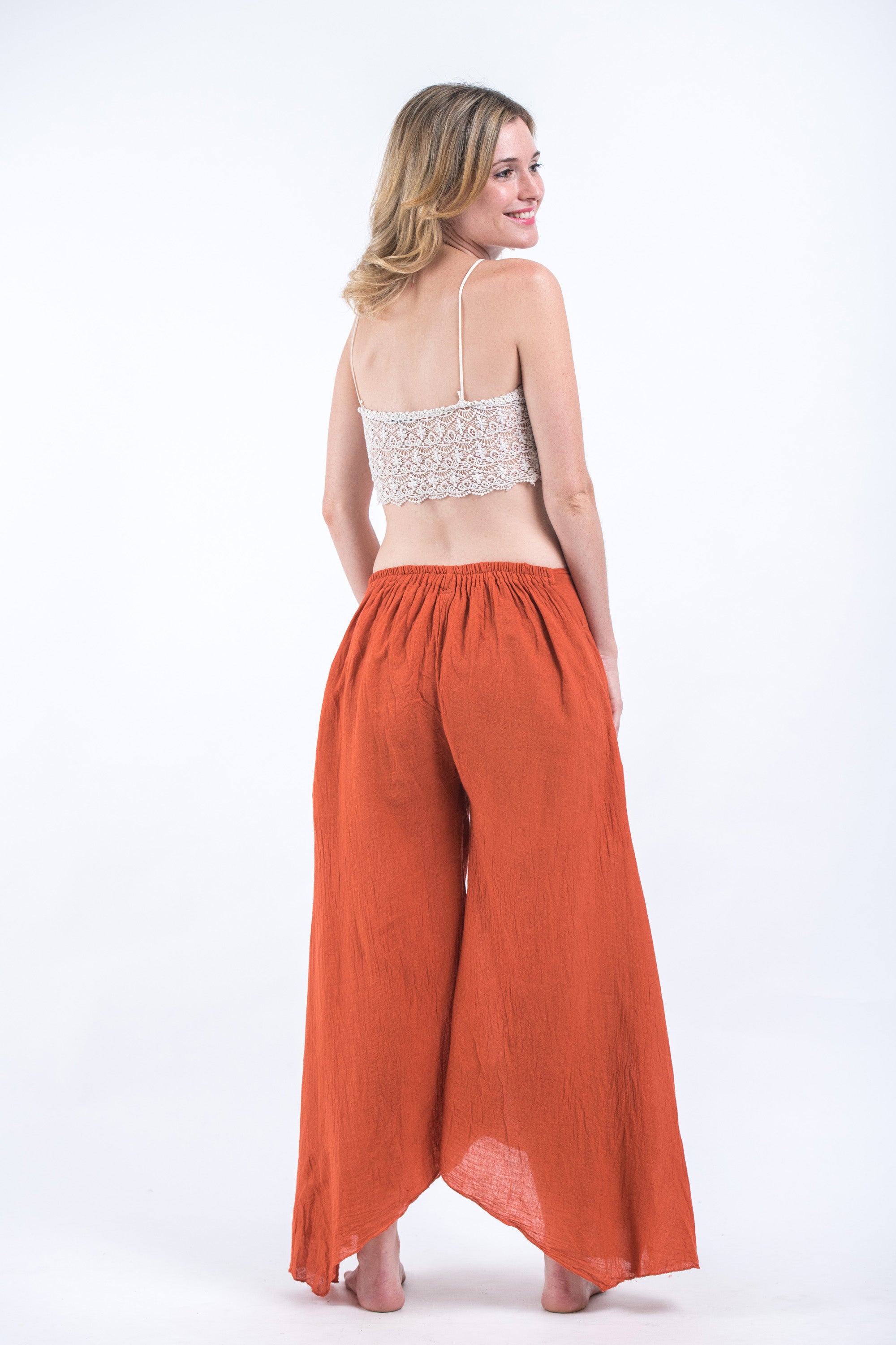 Women's Cotton Tinkerbell Palazzo Pants in Brick Orange