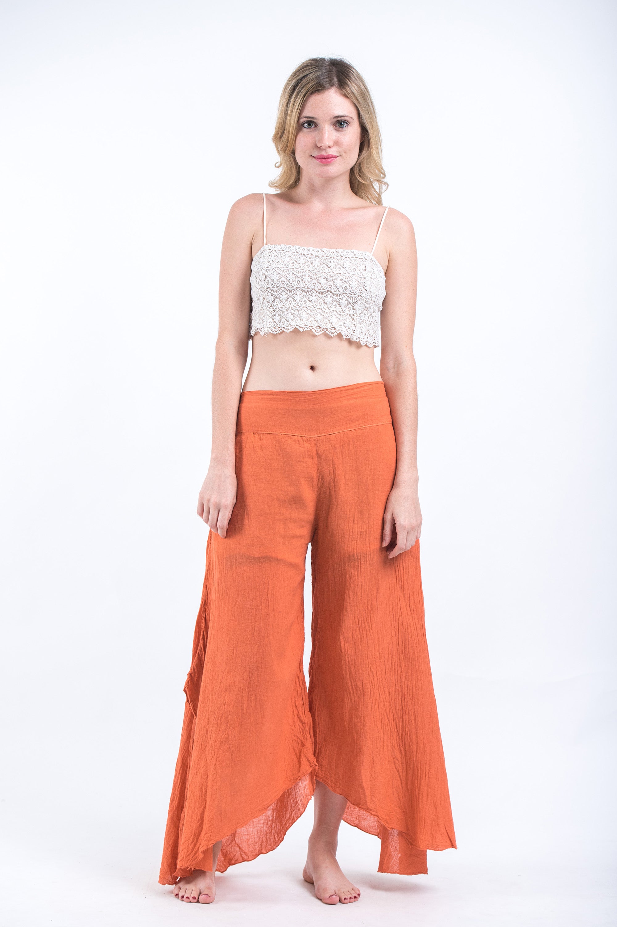 Women's Cotton Tinkerbell Palazzo Pants in Orange