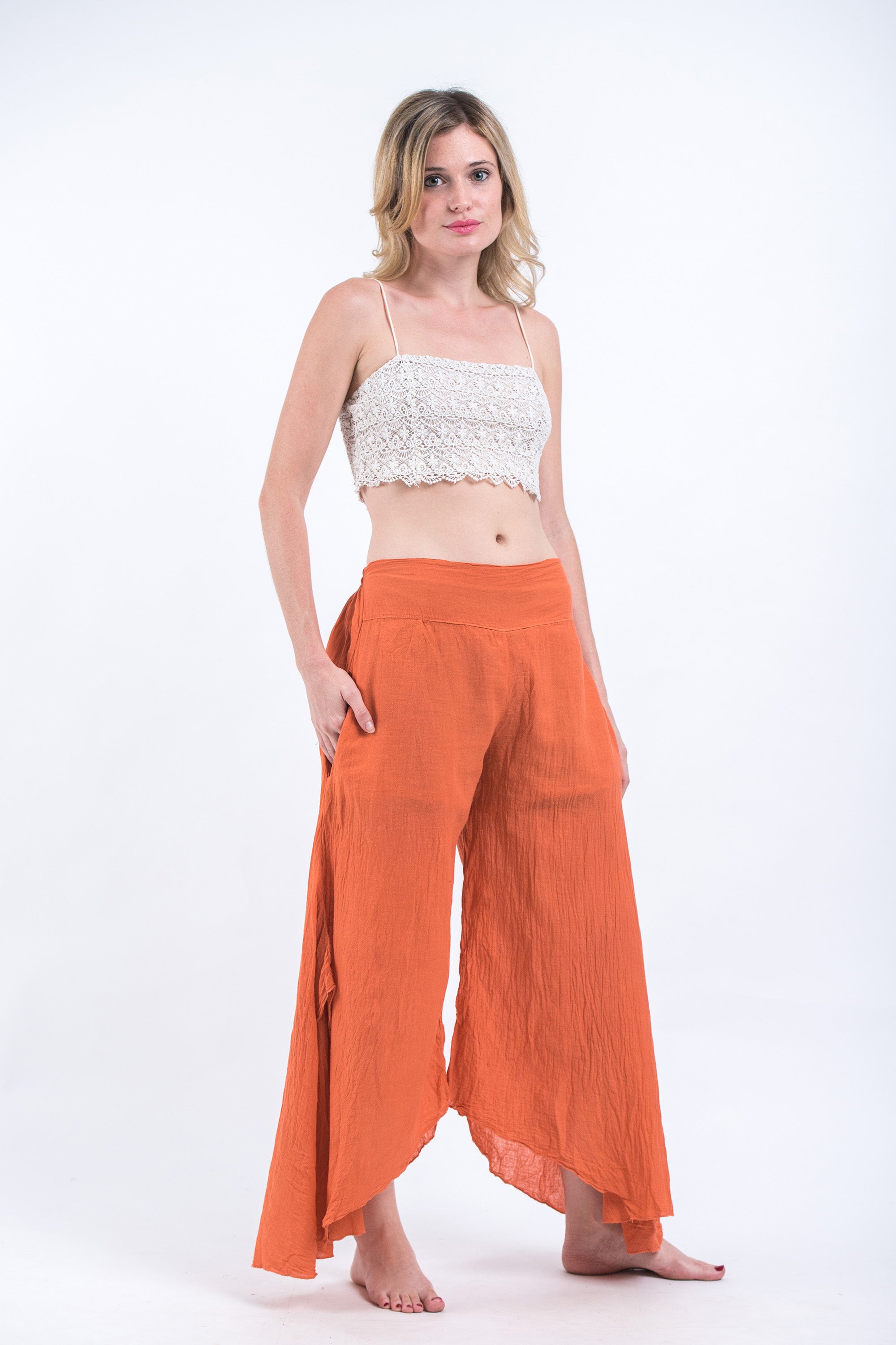 Women's Cotton Tinkerbell Palazzo Pants in Orange