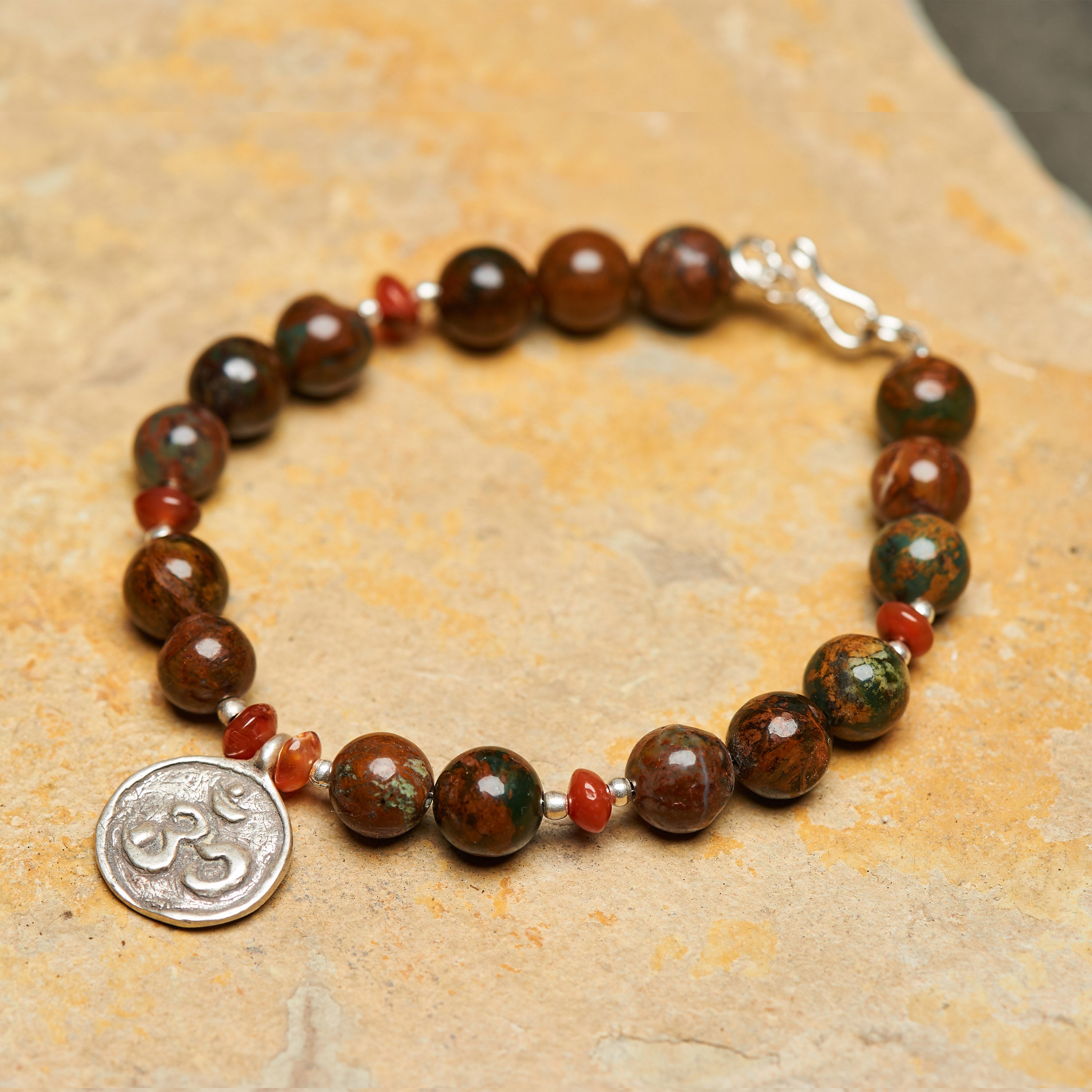 Hand Made Tibetan Om Mala With Jasper Beads Bracelet