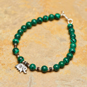 Hand Made Tibetan Elephant Mala With Malachite Beads Bracelet