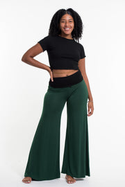 Wide Leg Palazzo Harem Pants Cotton Spandex in Solid Green