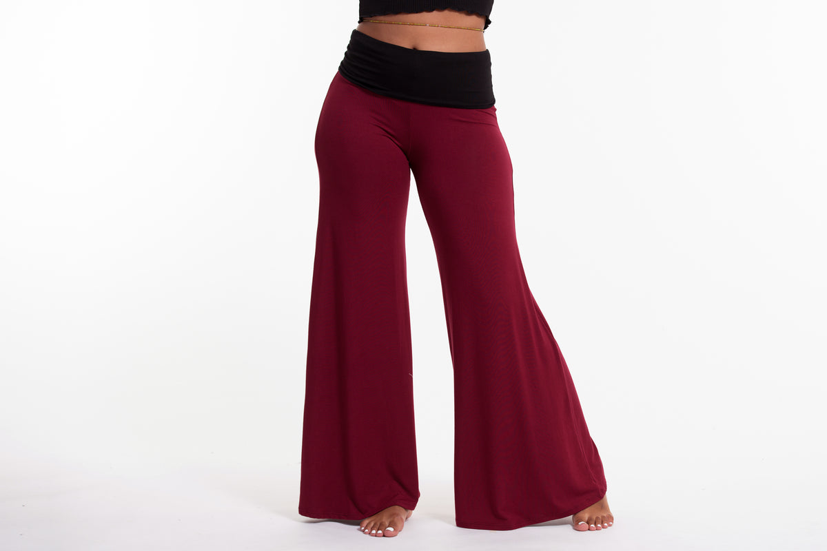 Wide Leg Palazzo Harem Pants Cotton Spandex in Solid Red