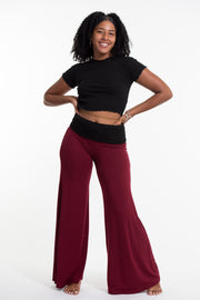 Wide Leg Palazzo Harem Pants Cotton Spandex in Solid Red